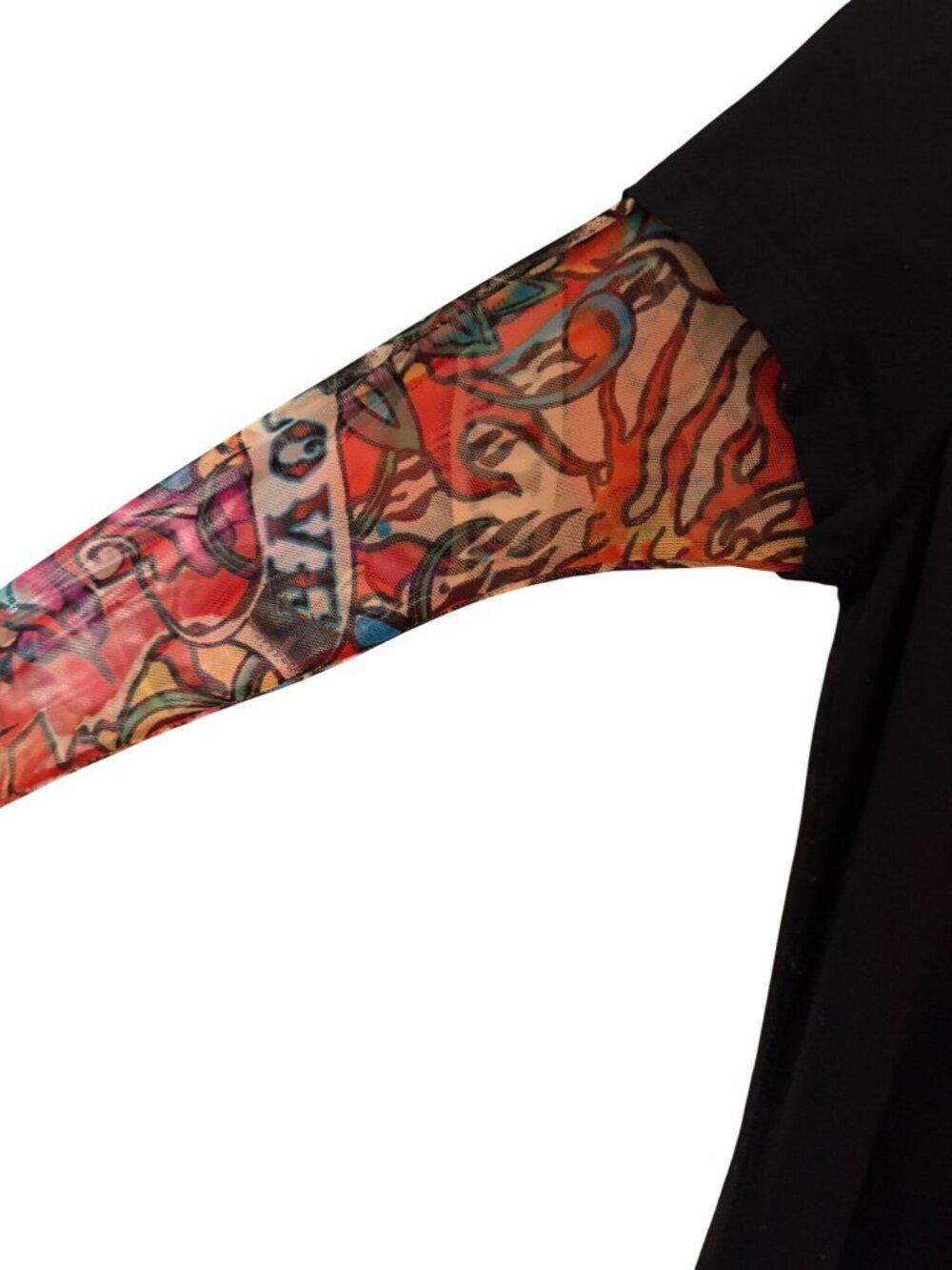 Ed Hardy Womens Long Sleeve Layered T Shirt Size S Black Crystal Embellished Y2K - Picture 3 of 12